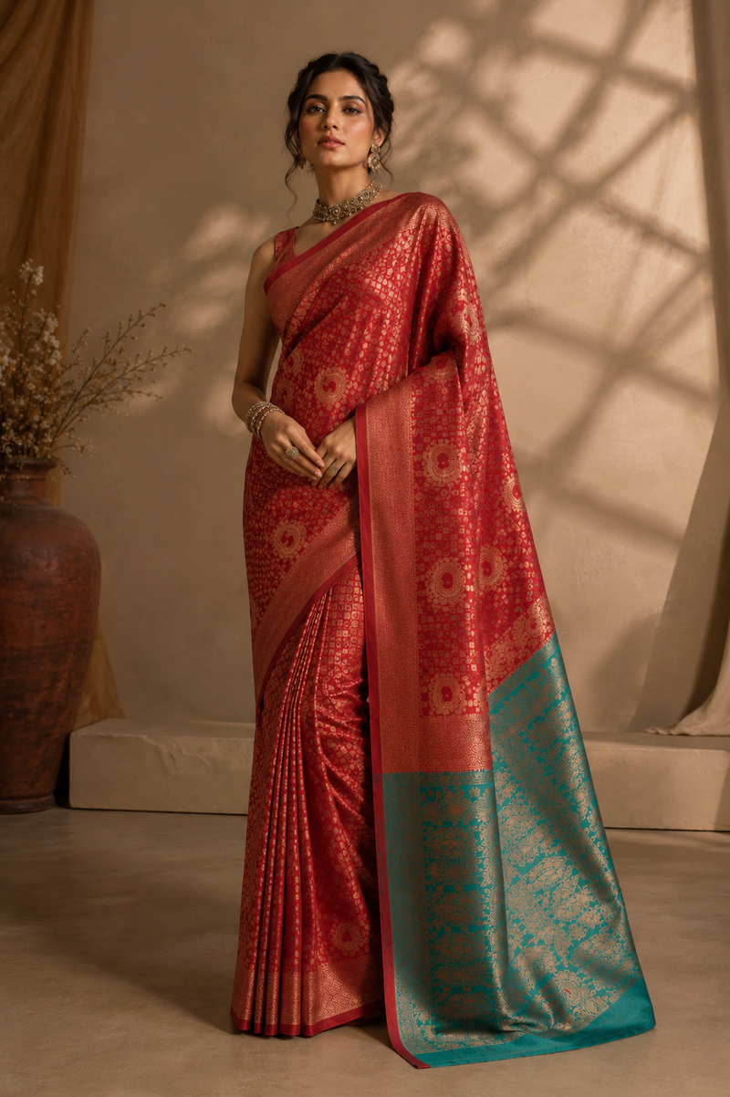 Myra Kanjivaram Red Saree