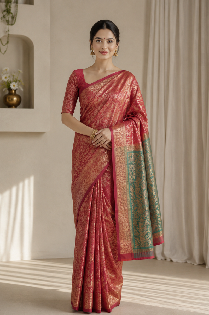 Divita Kanjivaram Maroon Saree