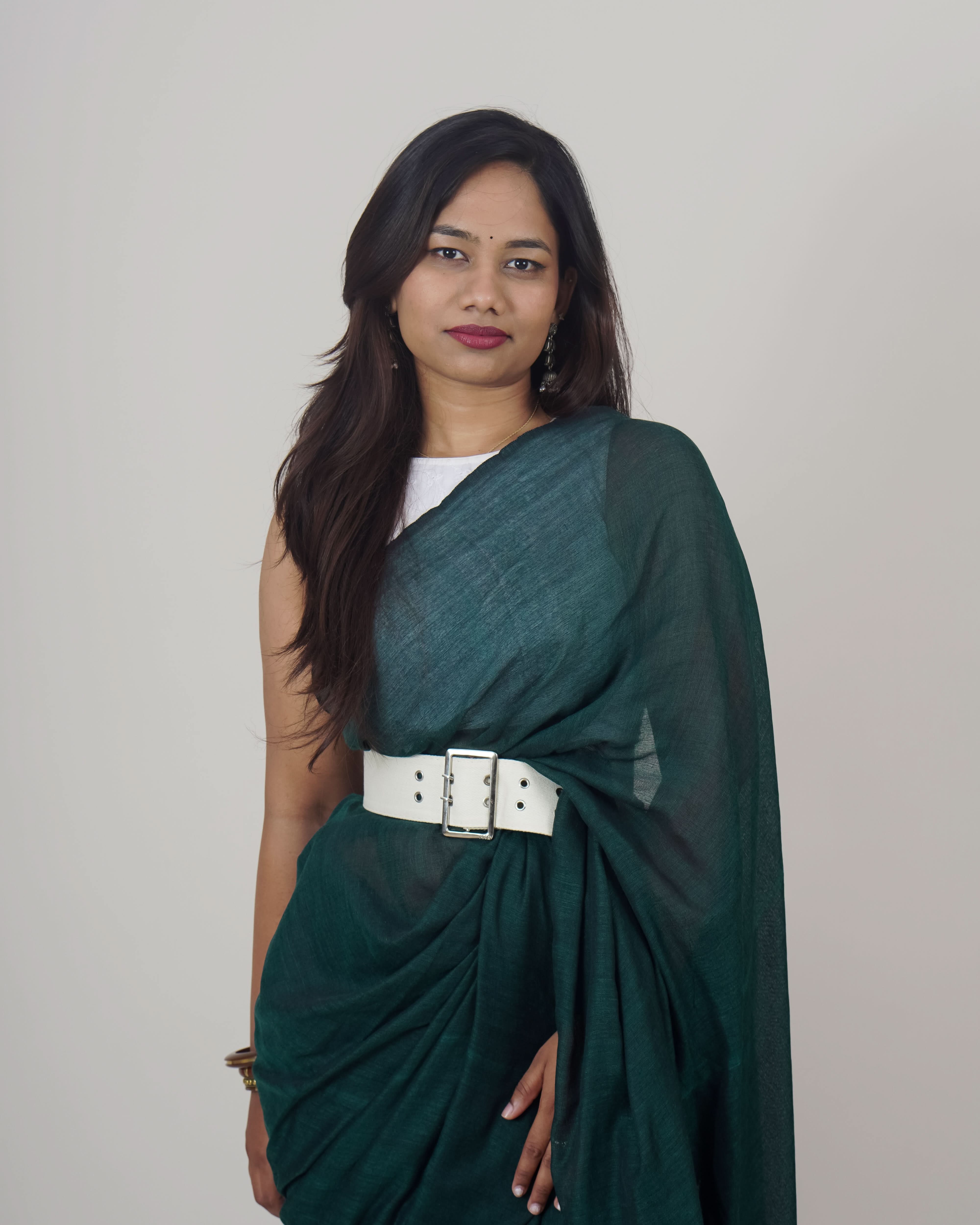 Jessi Green Khadi Saree