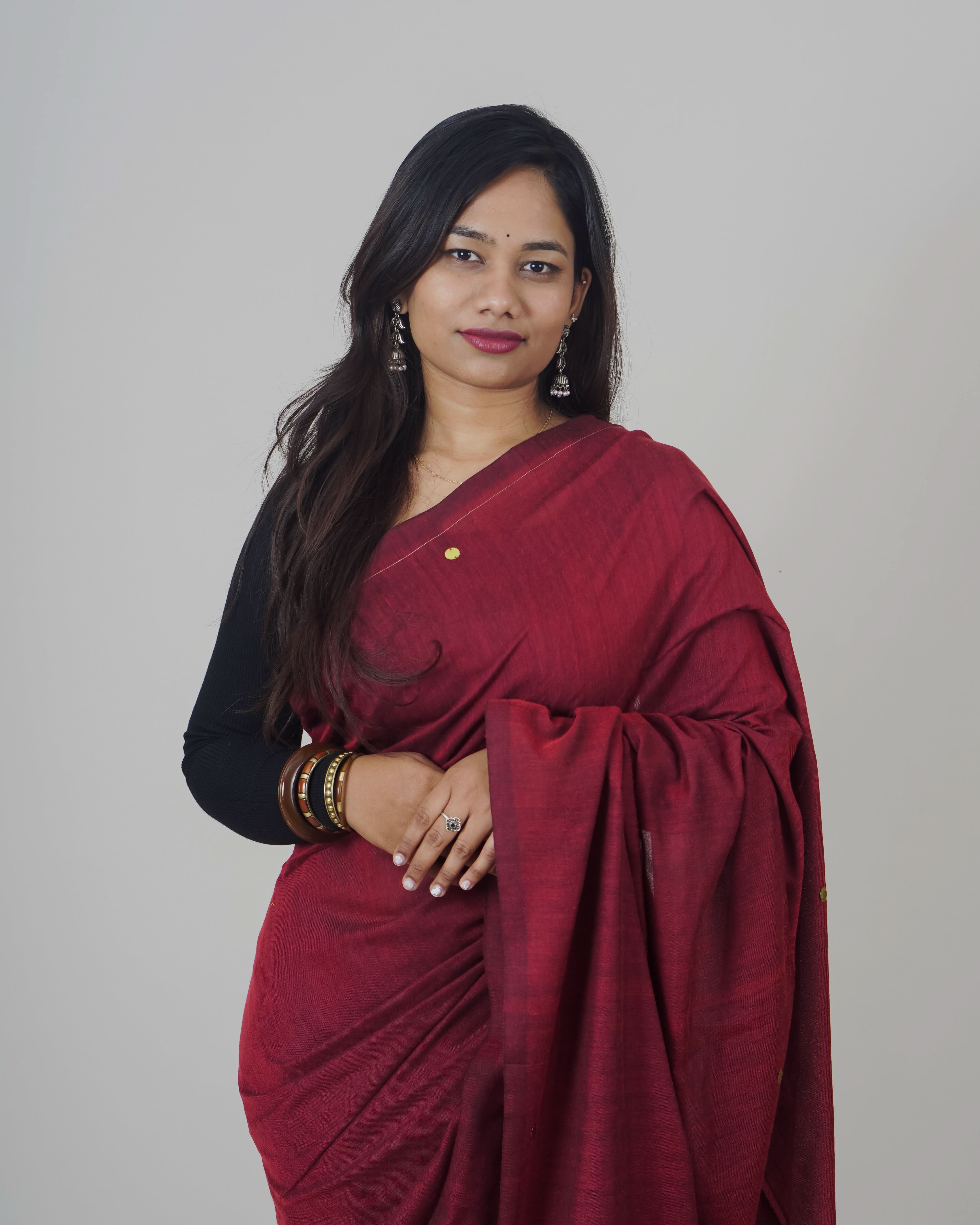 Usha Maroon Khadi Saree