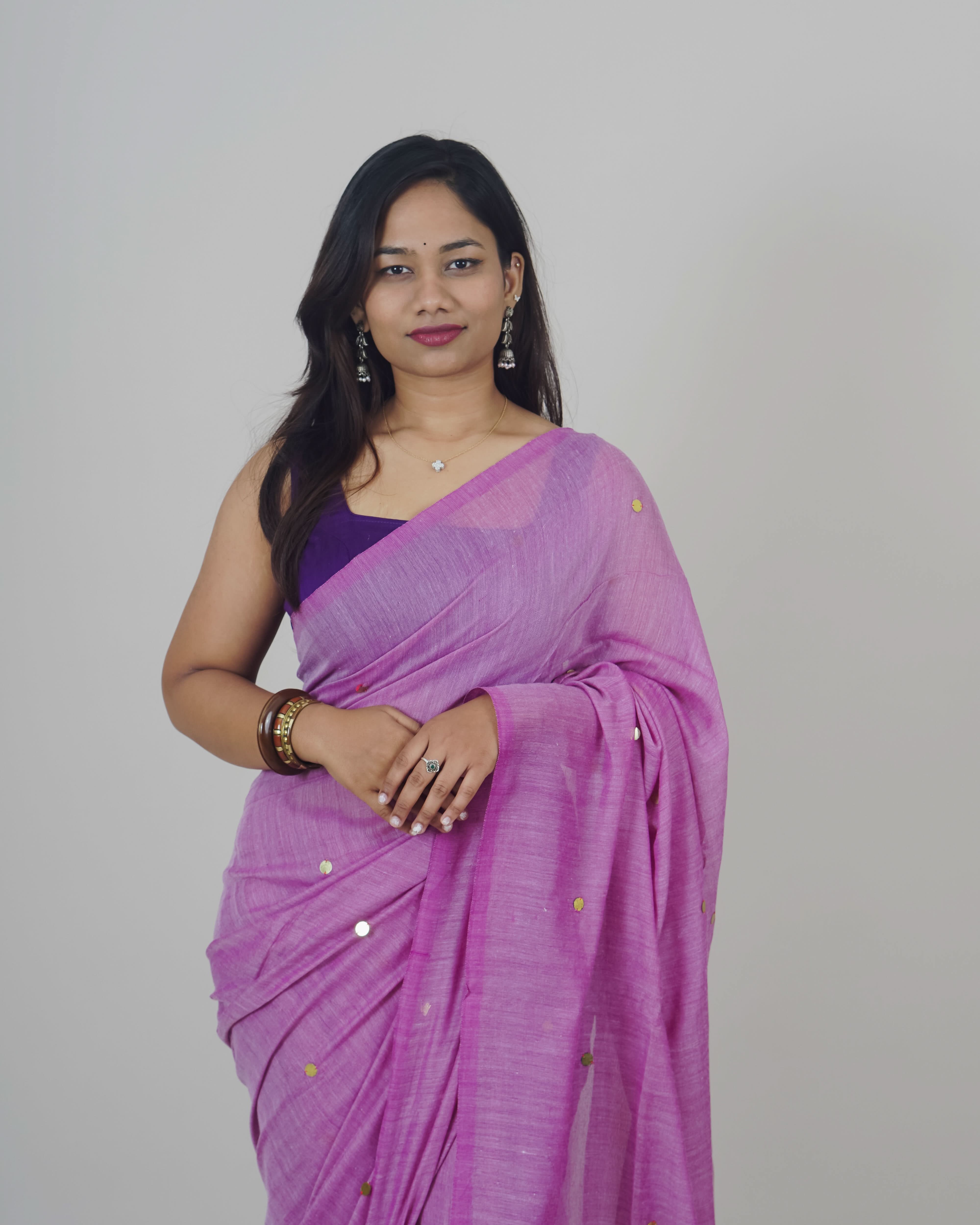 Usha Purple Khadi Saree