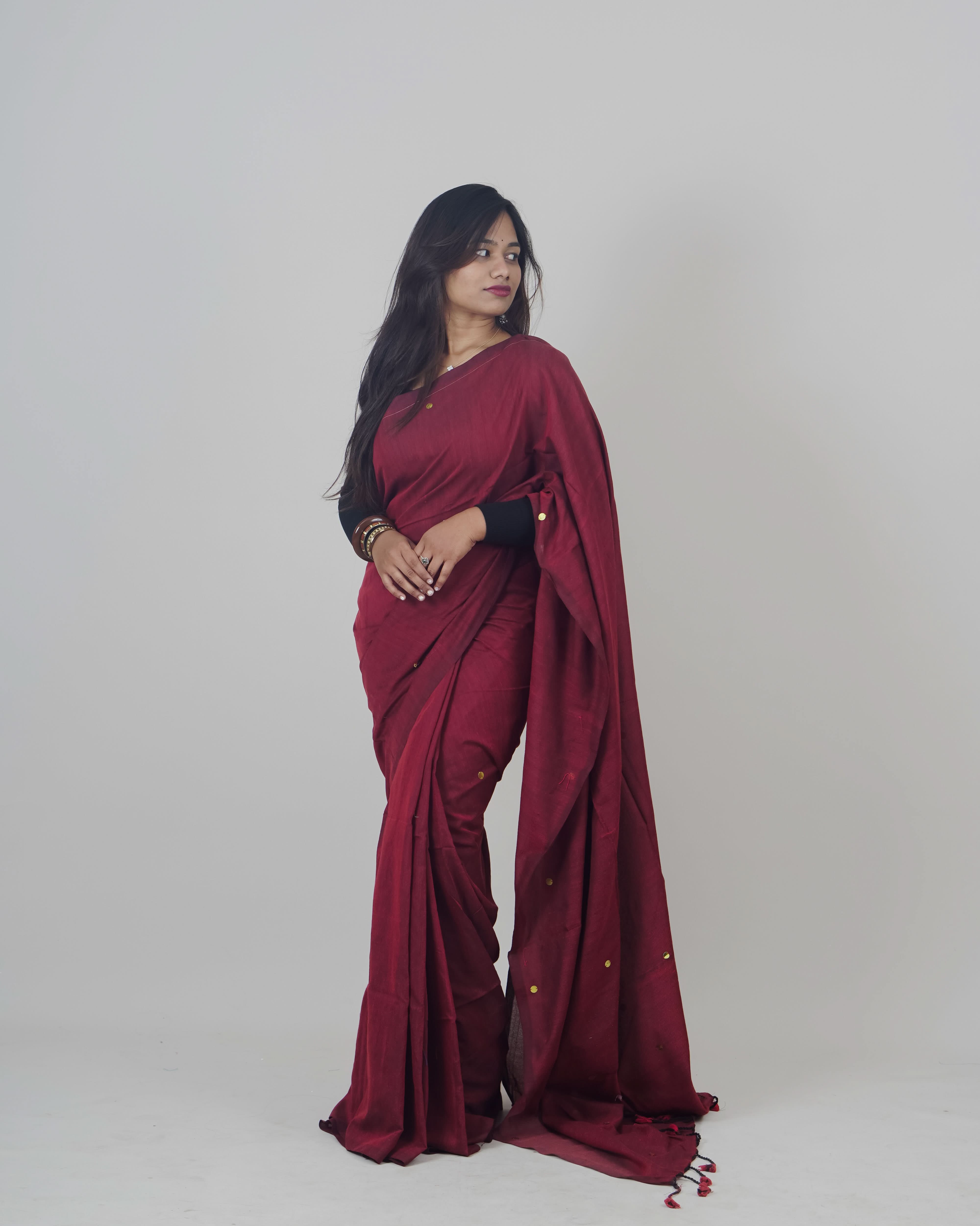 Usha Maroon Khadi Saree
