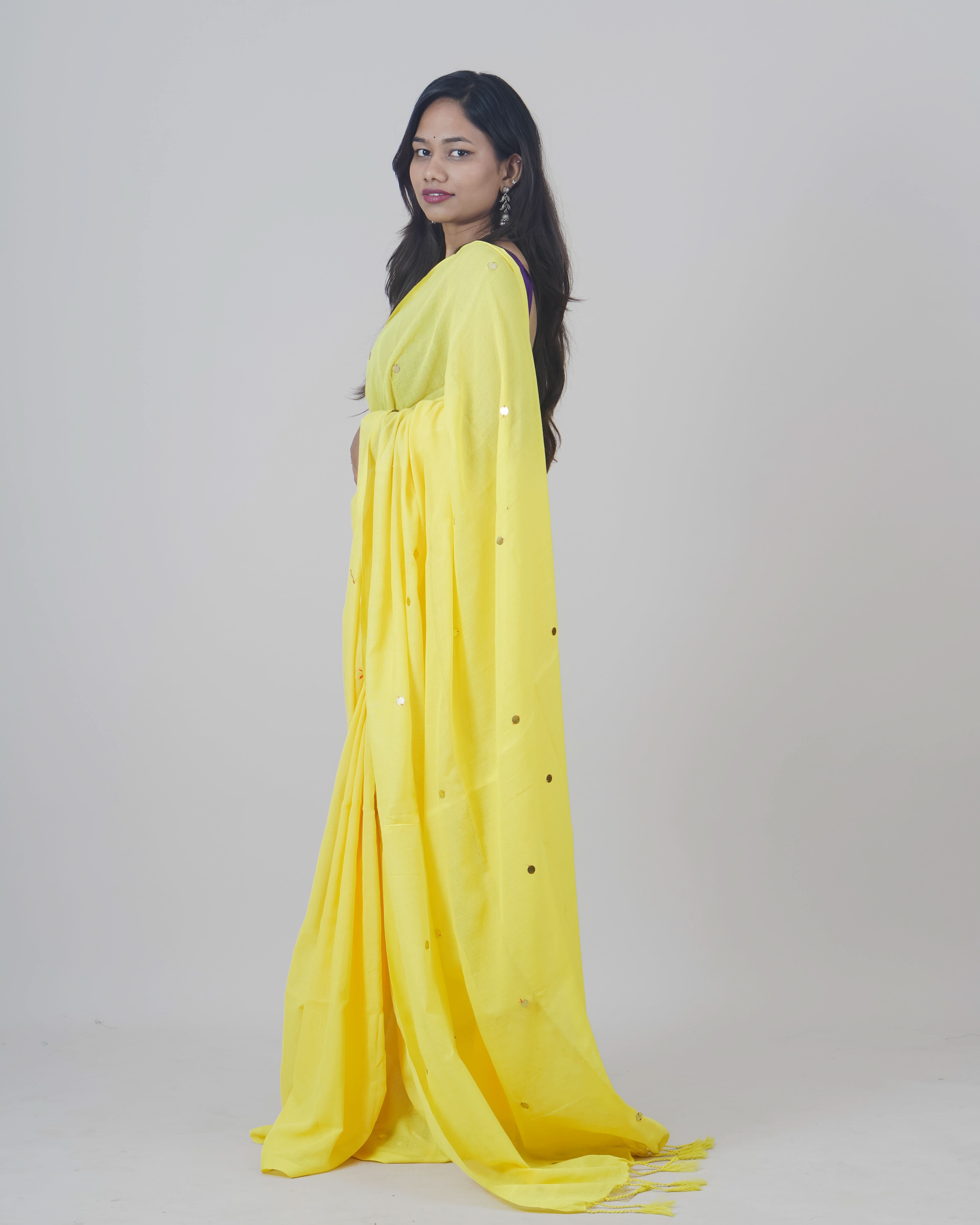Usha Yellow Khadi Saree