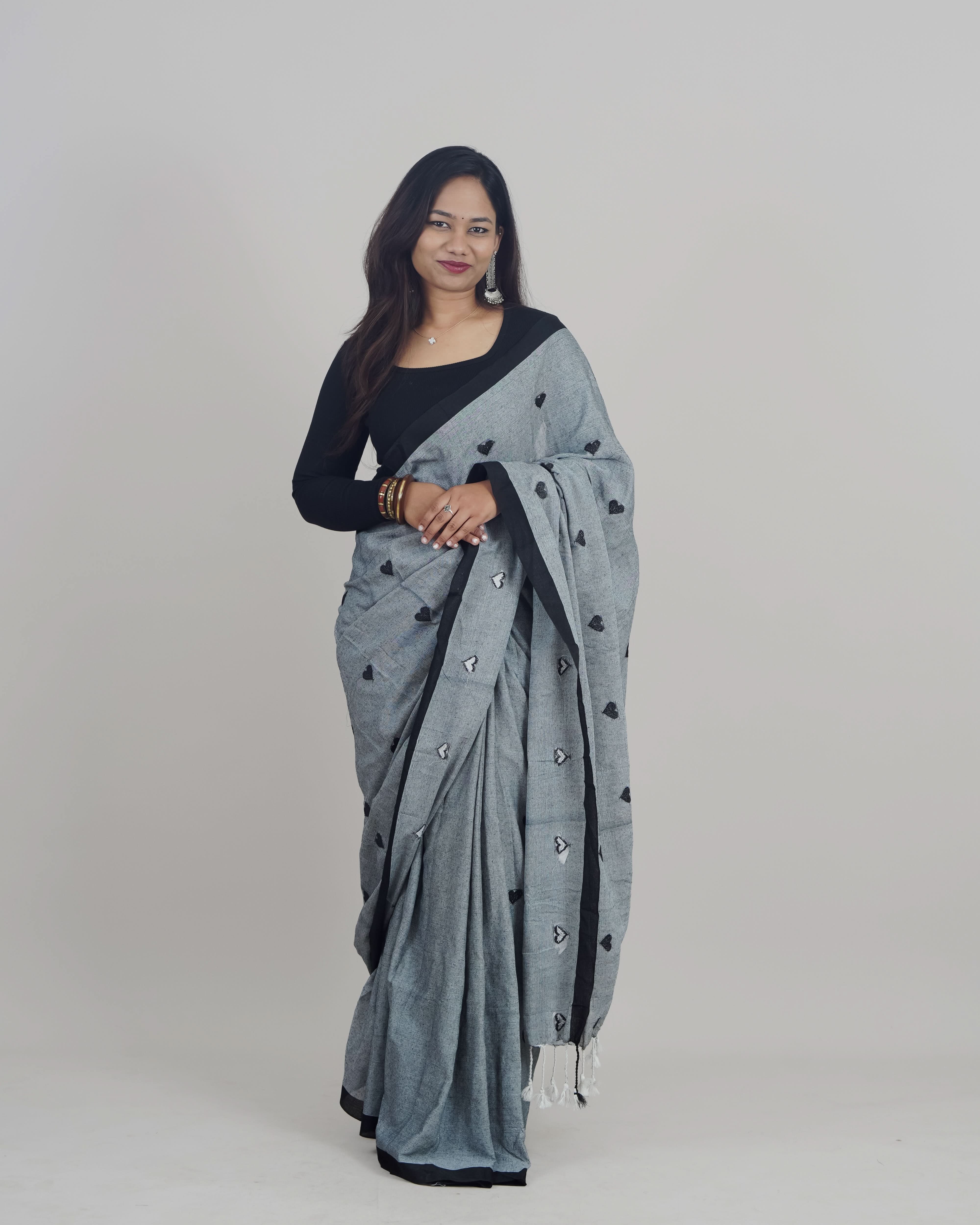 Sana Grey Khadi Saree