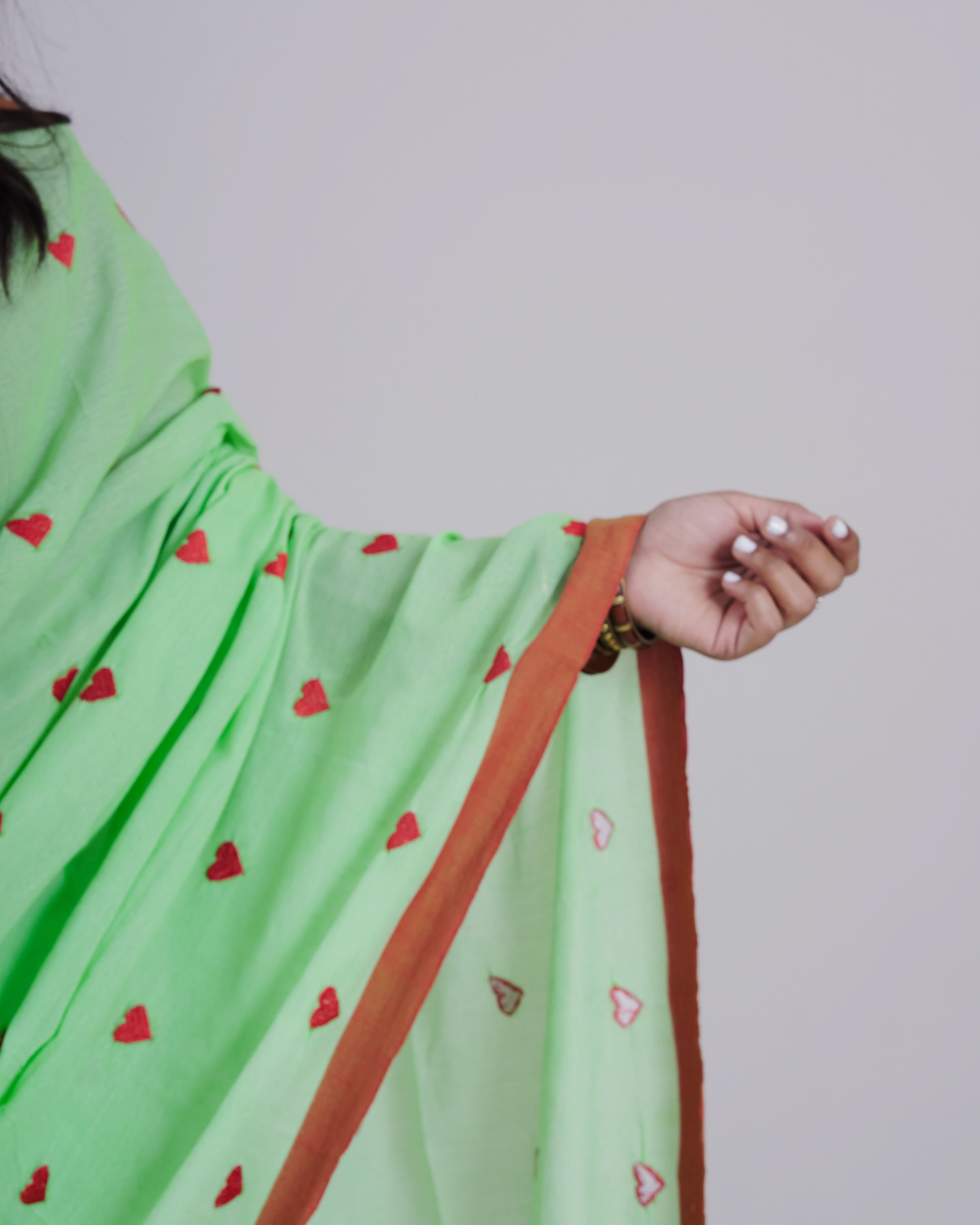 Sana PistaGreen Khadi Saree