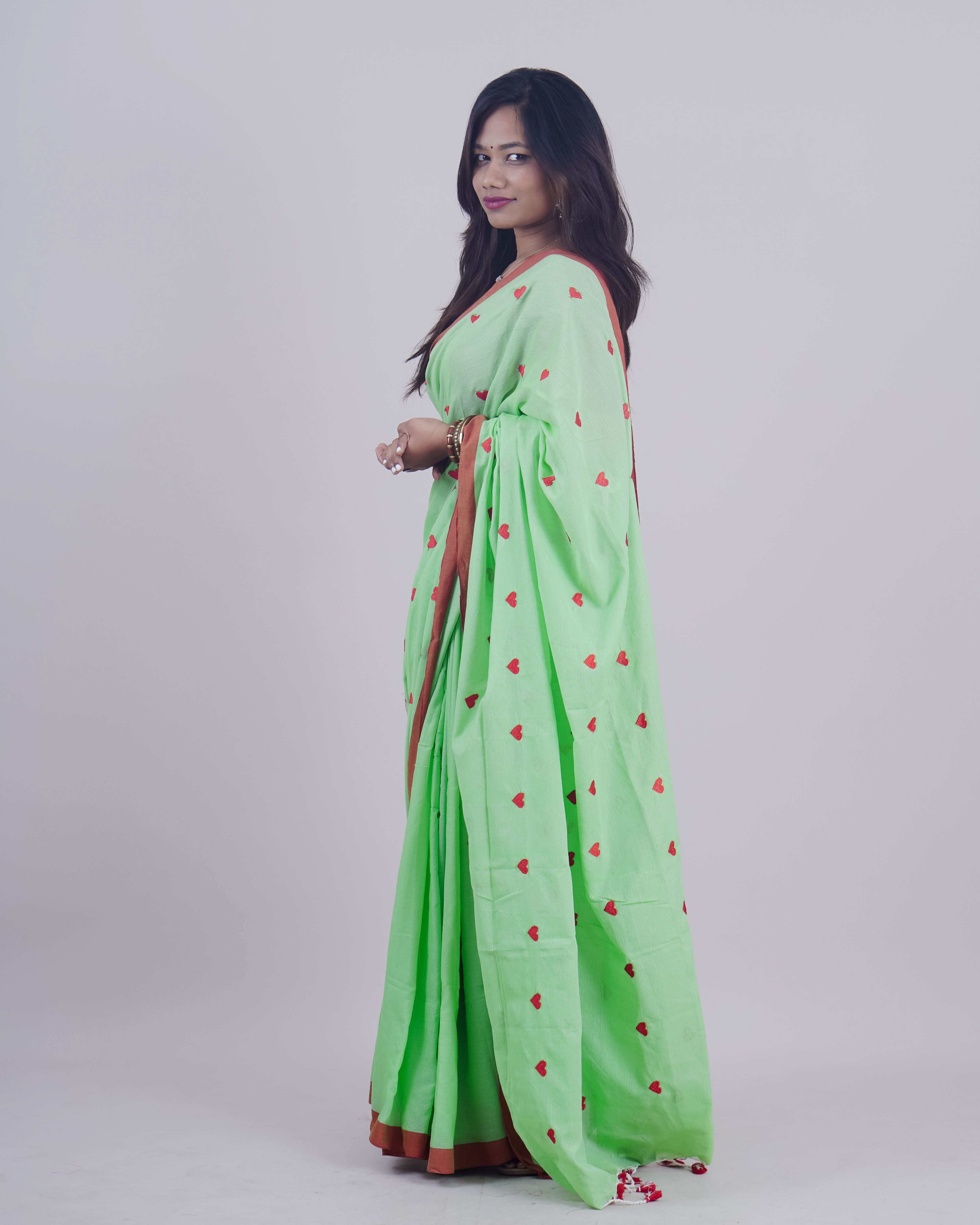 Sana PistaGreen Khadi Saree