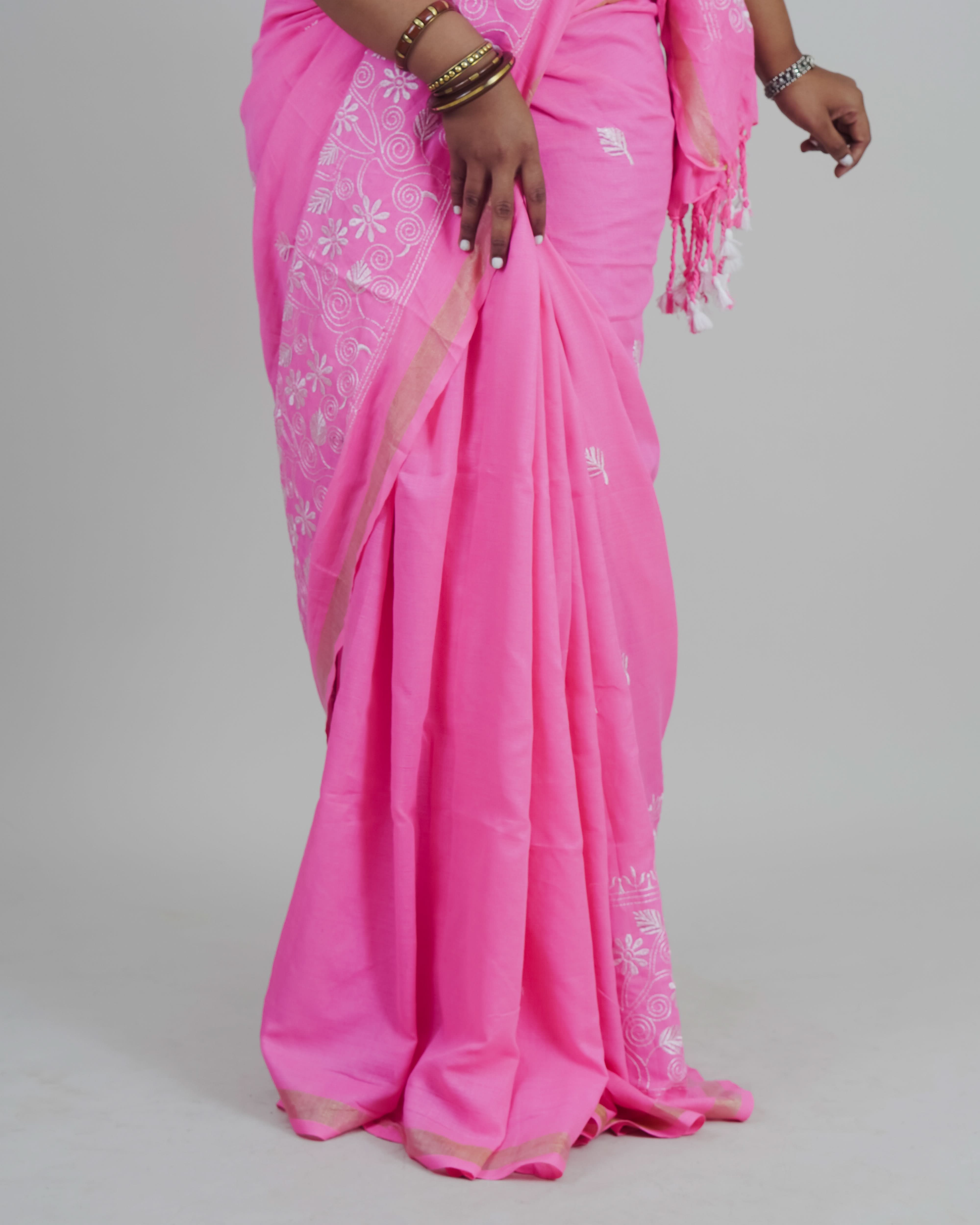 Tisha Pink Khadi Saree