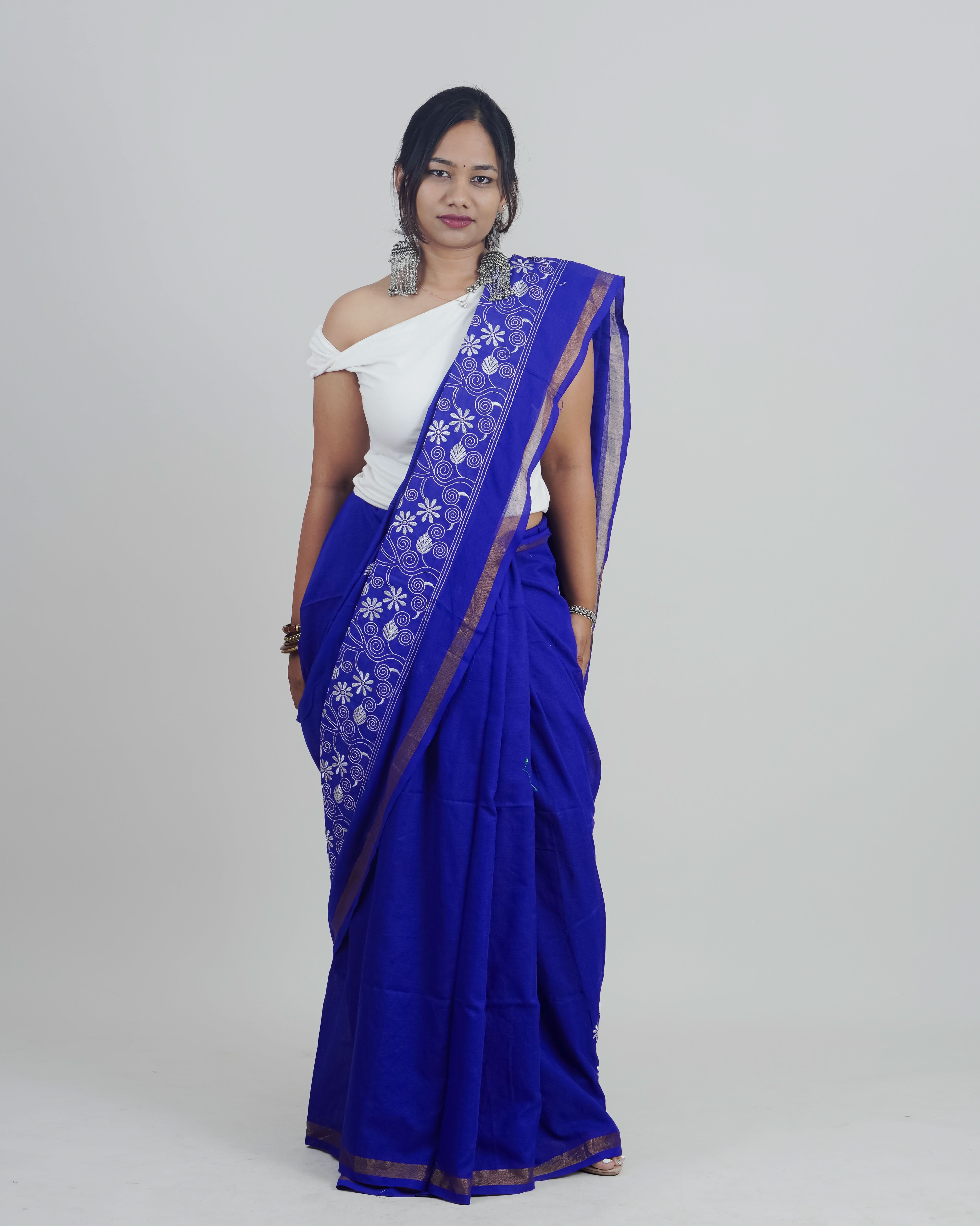 Tisha Blue Khadi Saree