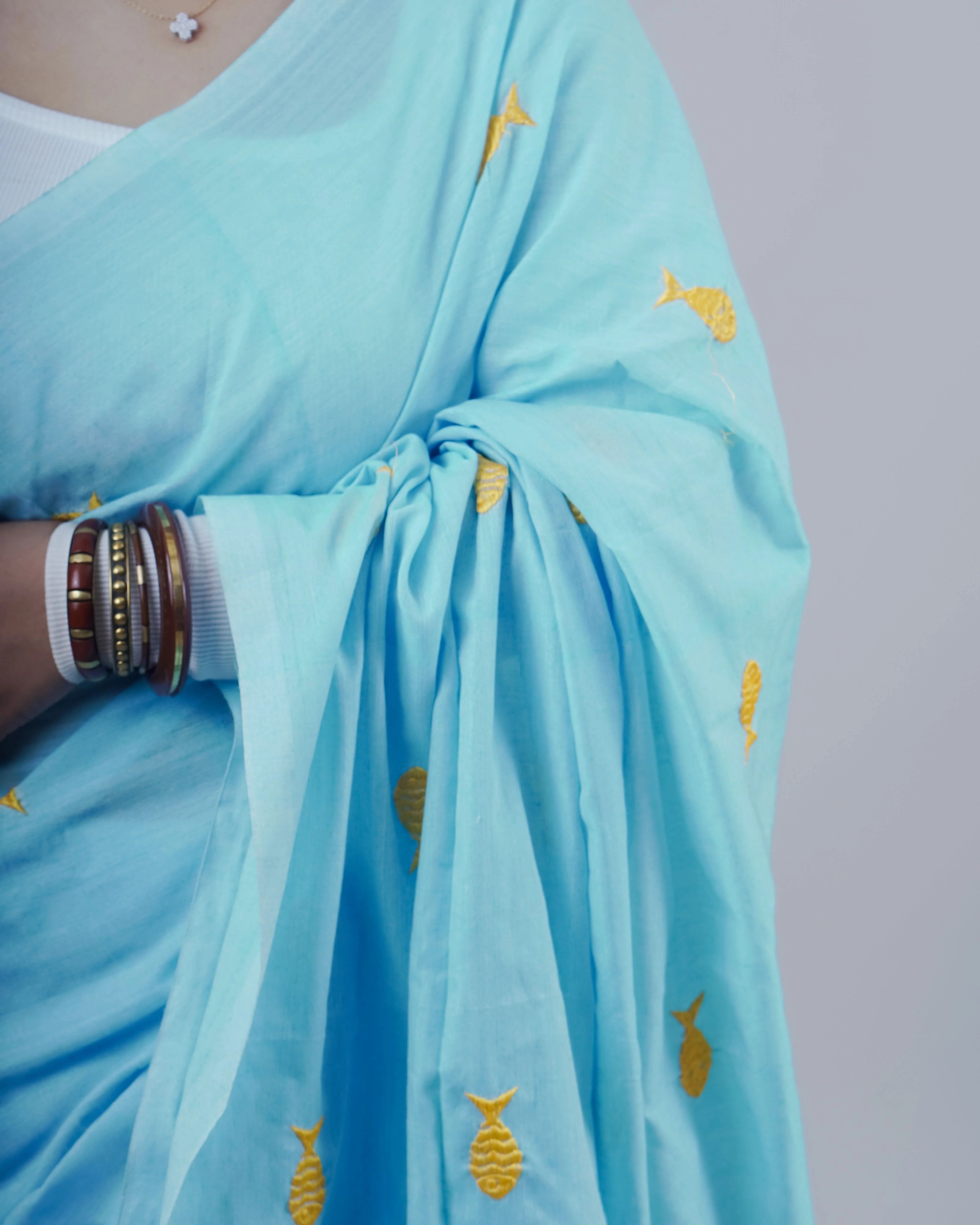 Sakhi Sky Blue Khadi Saree