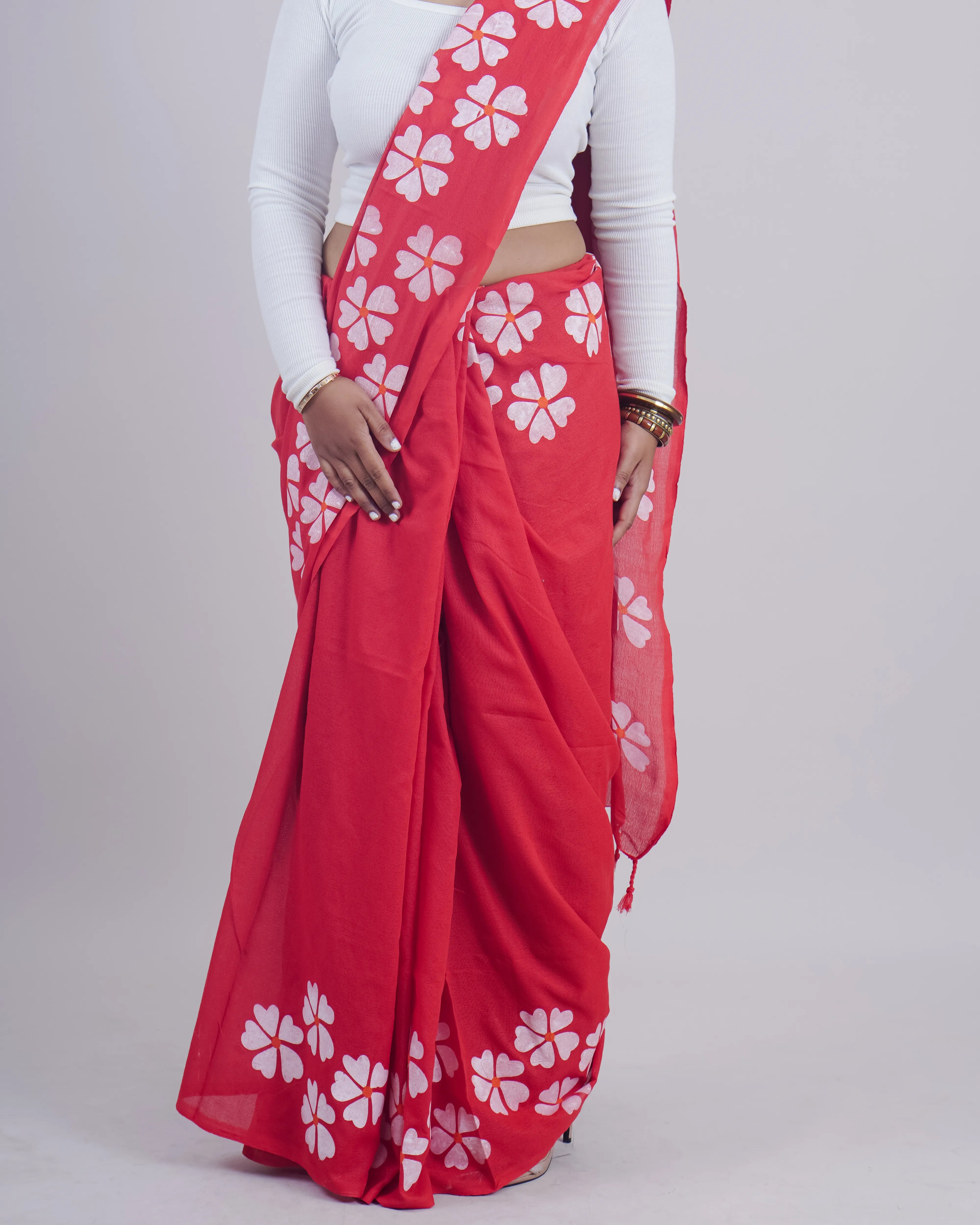 Divya Red Khadi Saree