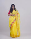 Geethika Yellow Khadi Saree