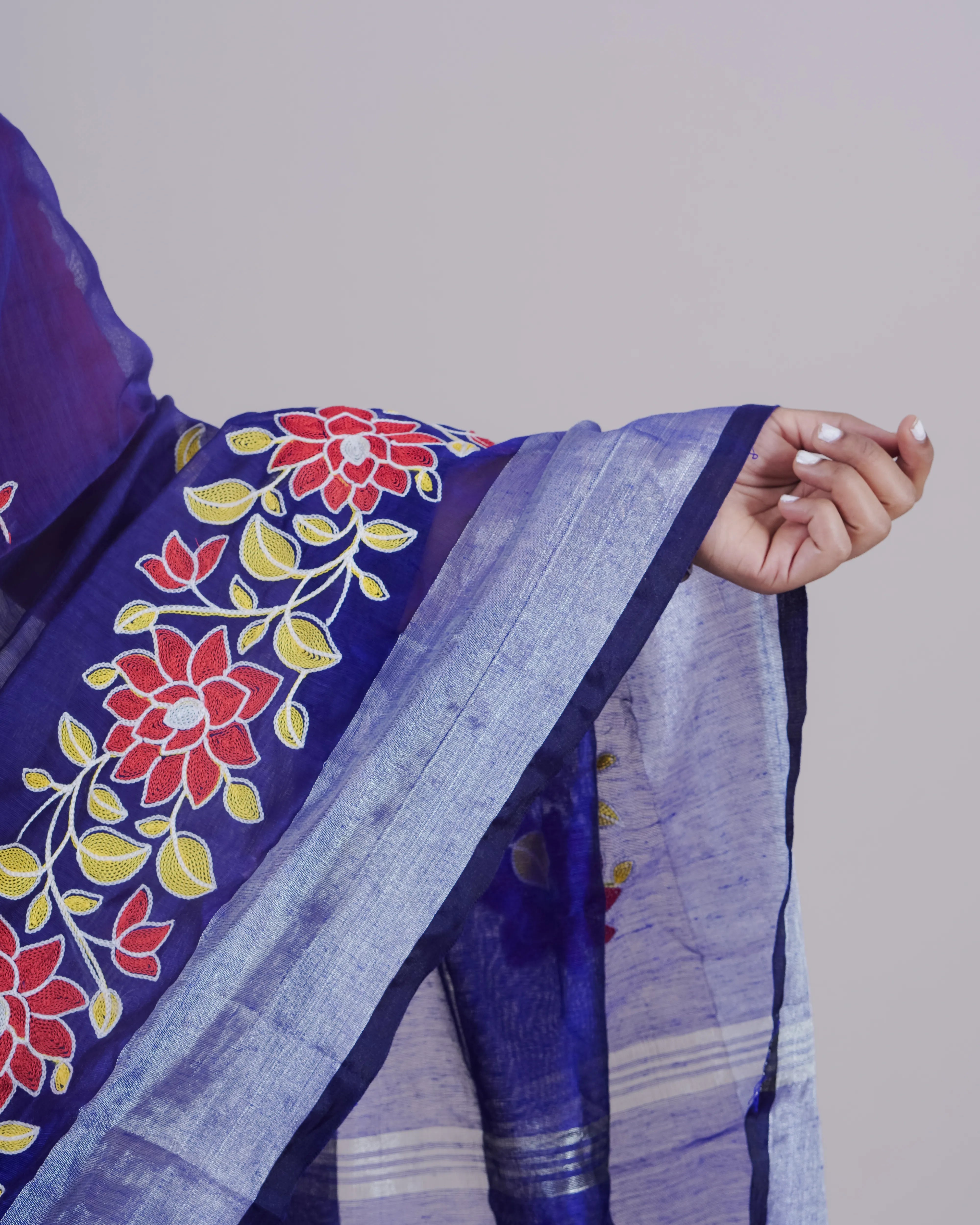 Geethika Blue Khadi Saree