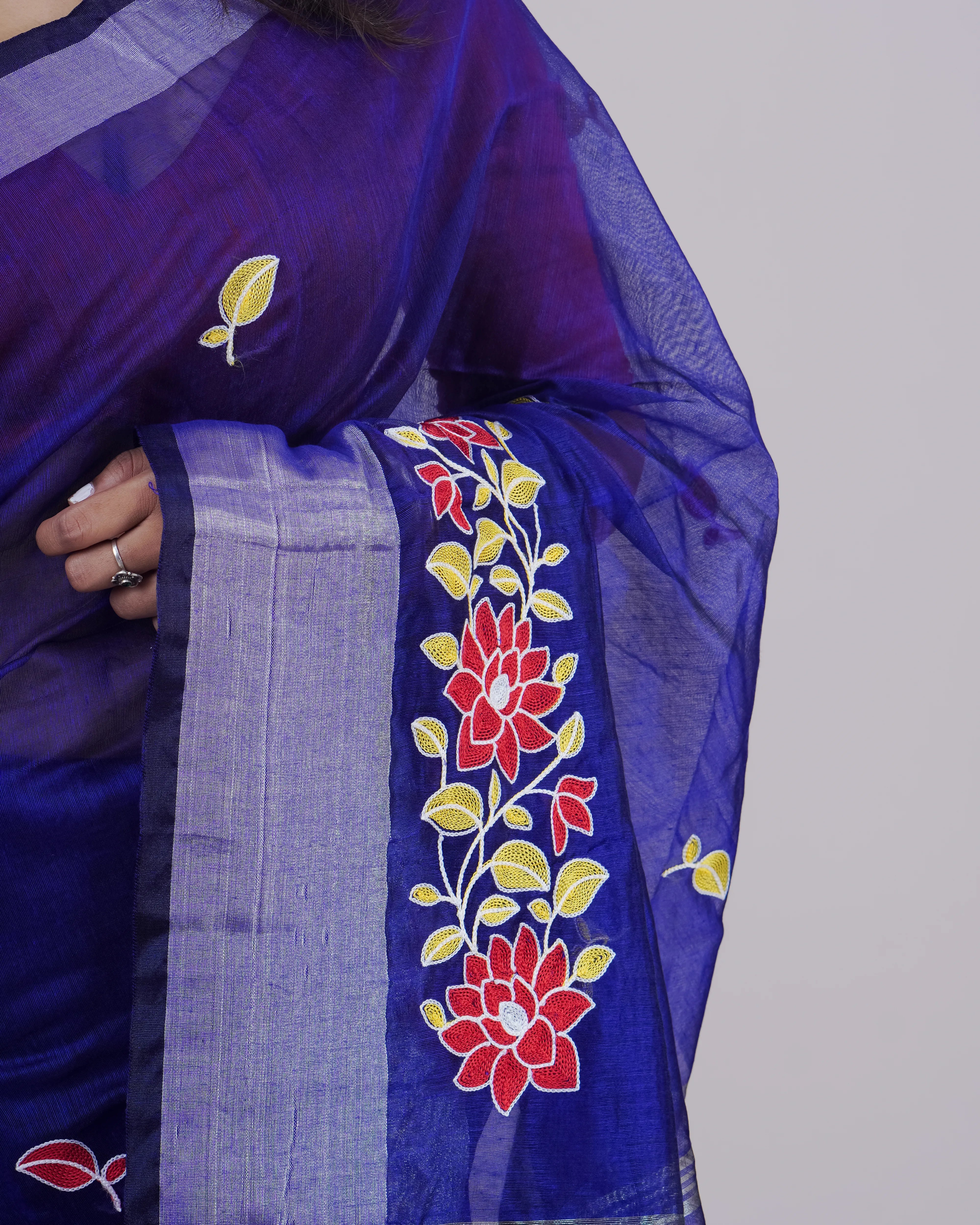 Geethika Blue Khadi Saree