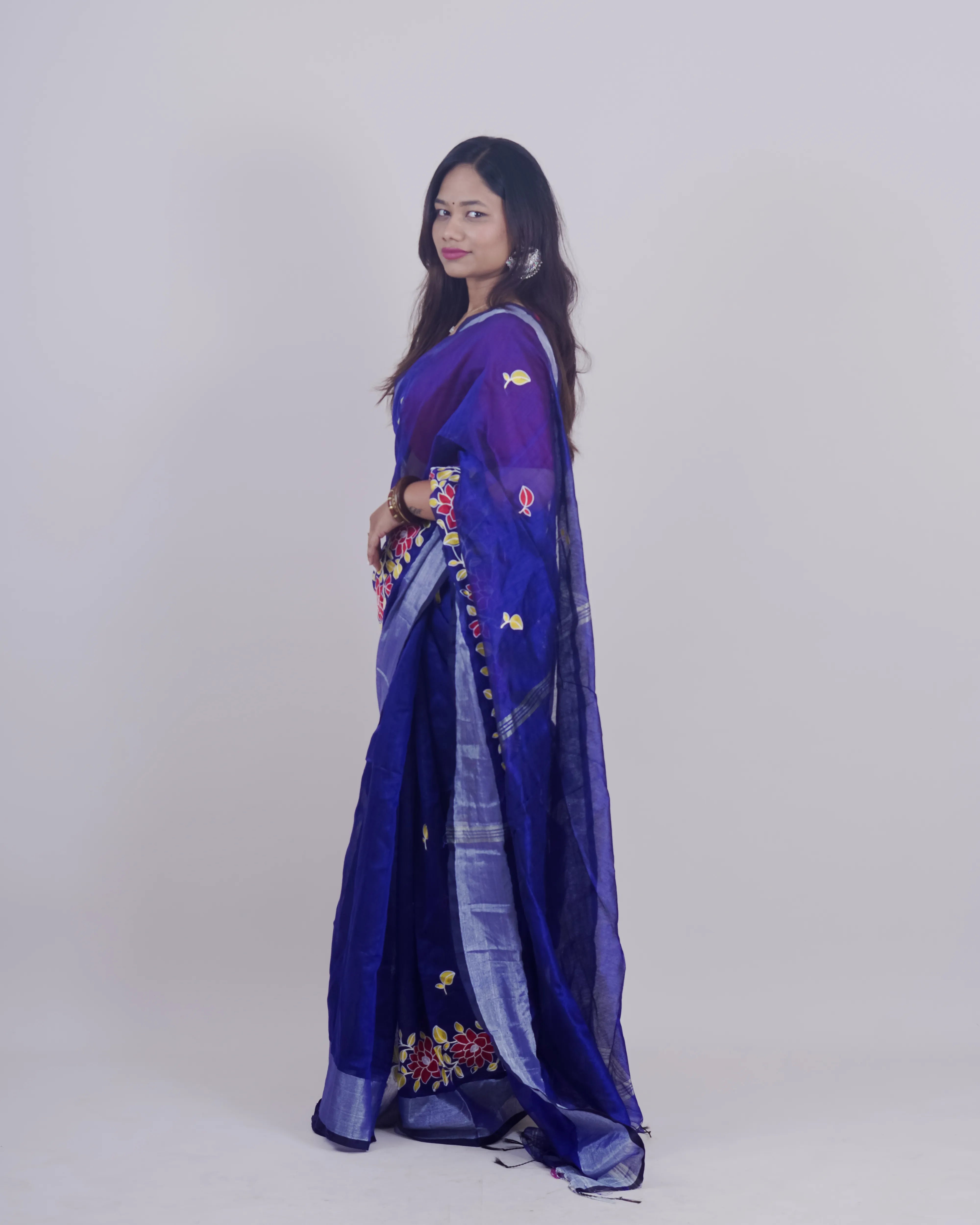 Geethika Blue Khadi Saree