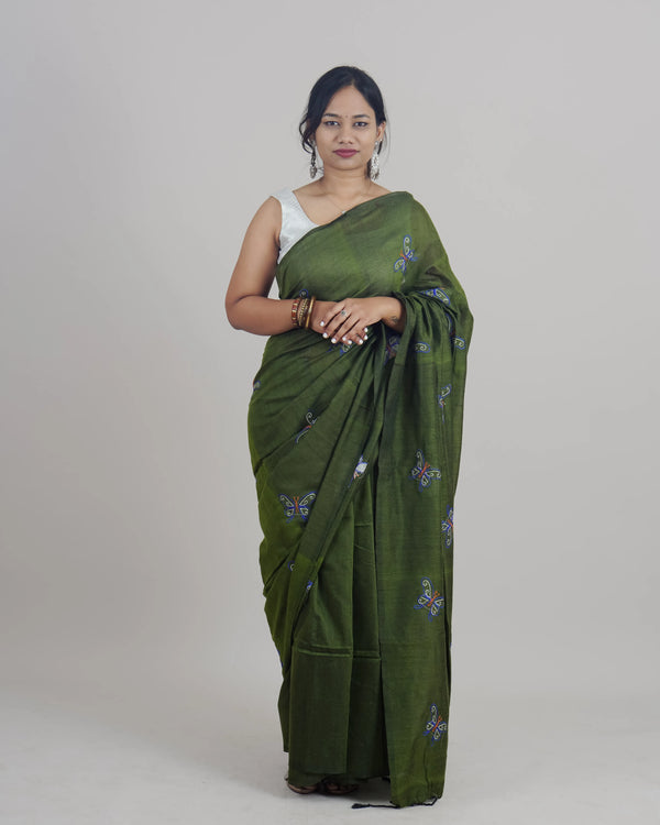 Smitha Green Khadi Saree