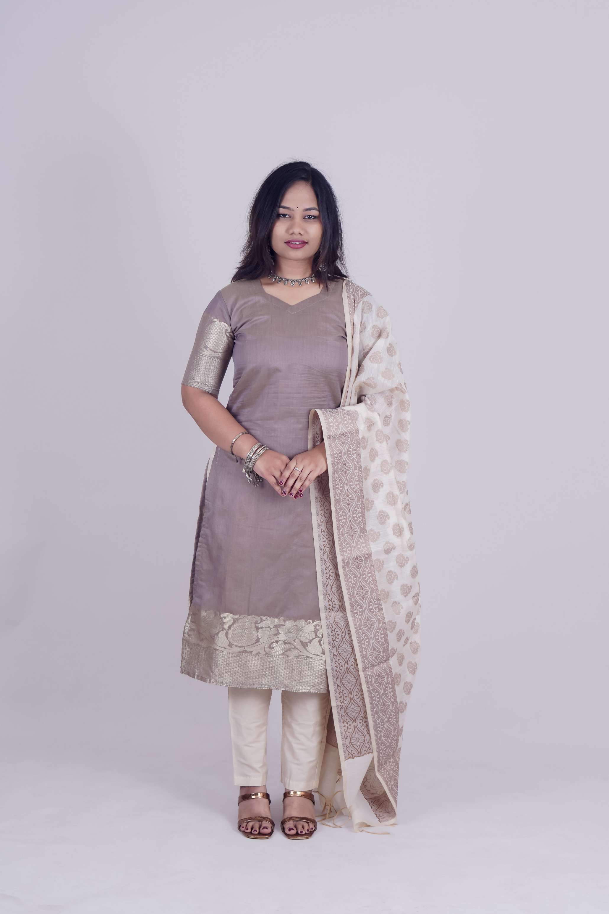 Jhanaki Ash Chanderi Suit