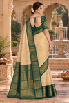 Vasavi Cream green Dharmavaram Saree