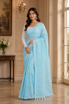 Sakhi Sky Blue Khadi Saree