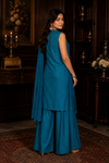 Krystal Teal Embroidered Sharara Set