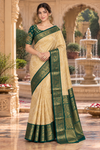 Vasavi Cream green Dharmavaram Saree