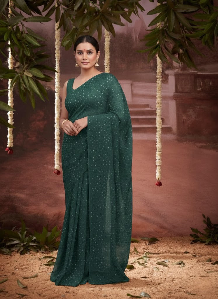 Mandara Jimmy Choo Green Saree laaki