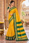 Hina Mustard yellow Kanjivaram Saree