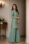 Joshika Mint Green Tissue Sharara Set