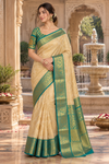 Uma Cream seagreen Dharmavaram Saree