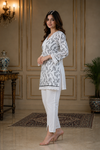 Priya White Printed Kurta Set
