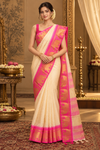 Hasin White&Pink Kanjivaram Saree
