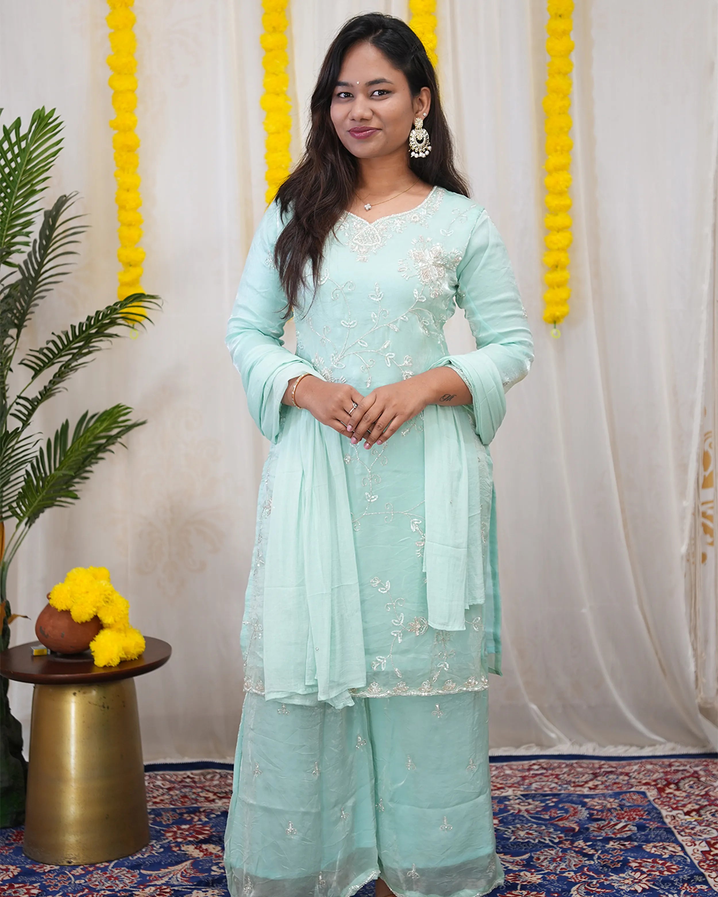 Noor Space Tissue Embroidered Sharara Set