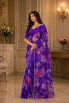 Trisha Blue Chiffon Saree