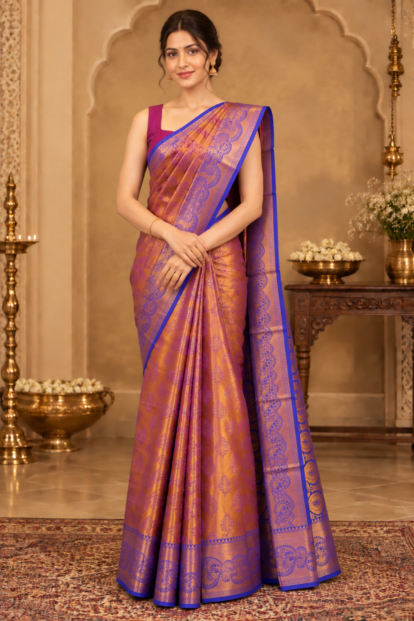 Sahana Pink Dharmavaram Saree