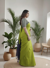 Tripura Kadhi Cotton Blue Saree laaki