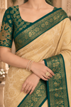 Vasavi Cream green Dharmavaram Saree