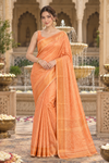Neha Peach Kanjivaram Saree