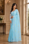 Sakhi Sky Blue Khadi Saree