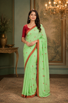 Sana PistaGreen Khadi Saree