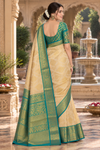 Uma Cream seagreen Dharmavaram Saree