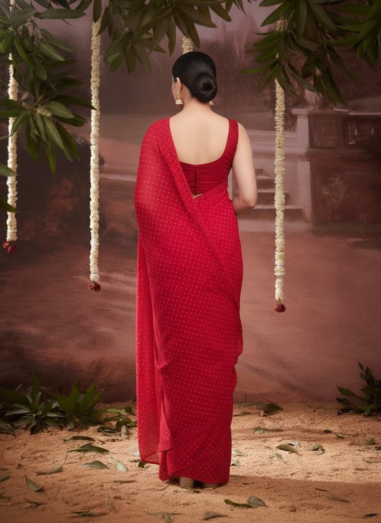 Mandara Jimmy Choo Red Saree laaki