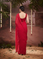 Mandara Jimmy Choo Red Saree laaki