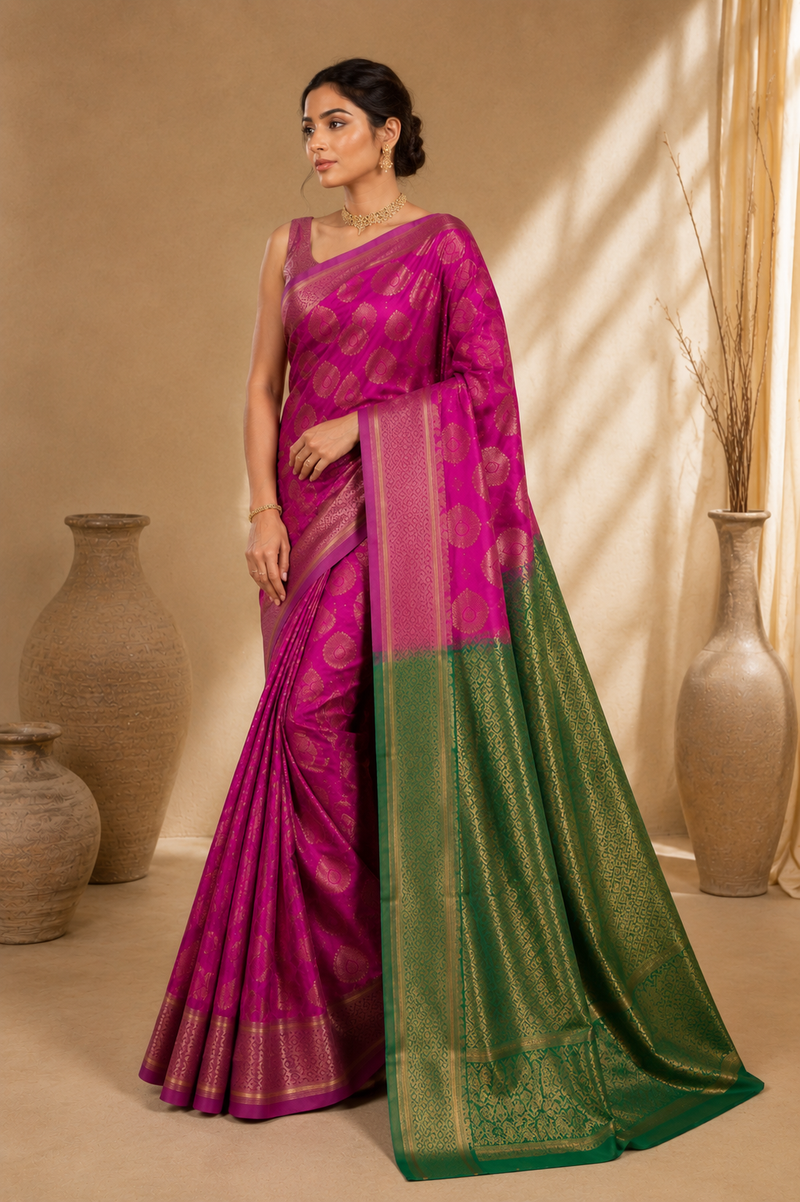 Keerthi Kanjivaram Pink Saree