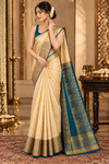 Vasu Creamblue Dharmavaram Saree