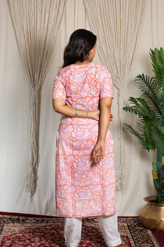 Sanvi Handblock Cotton Kurti & Pant Set laaki