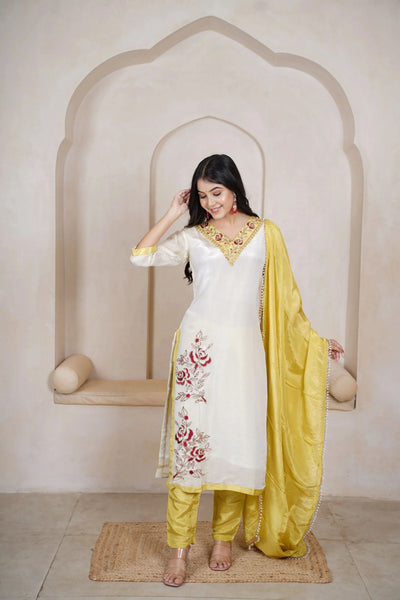 Rukmani shimmer silk kurti set