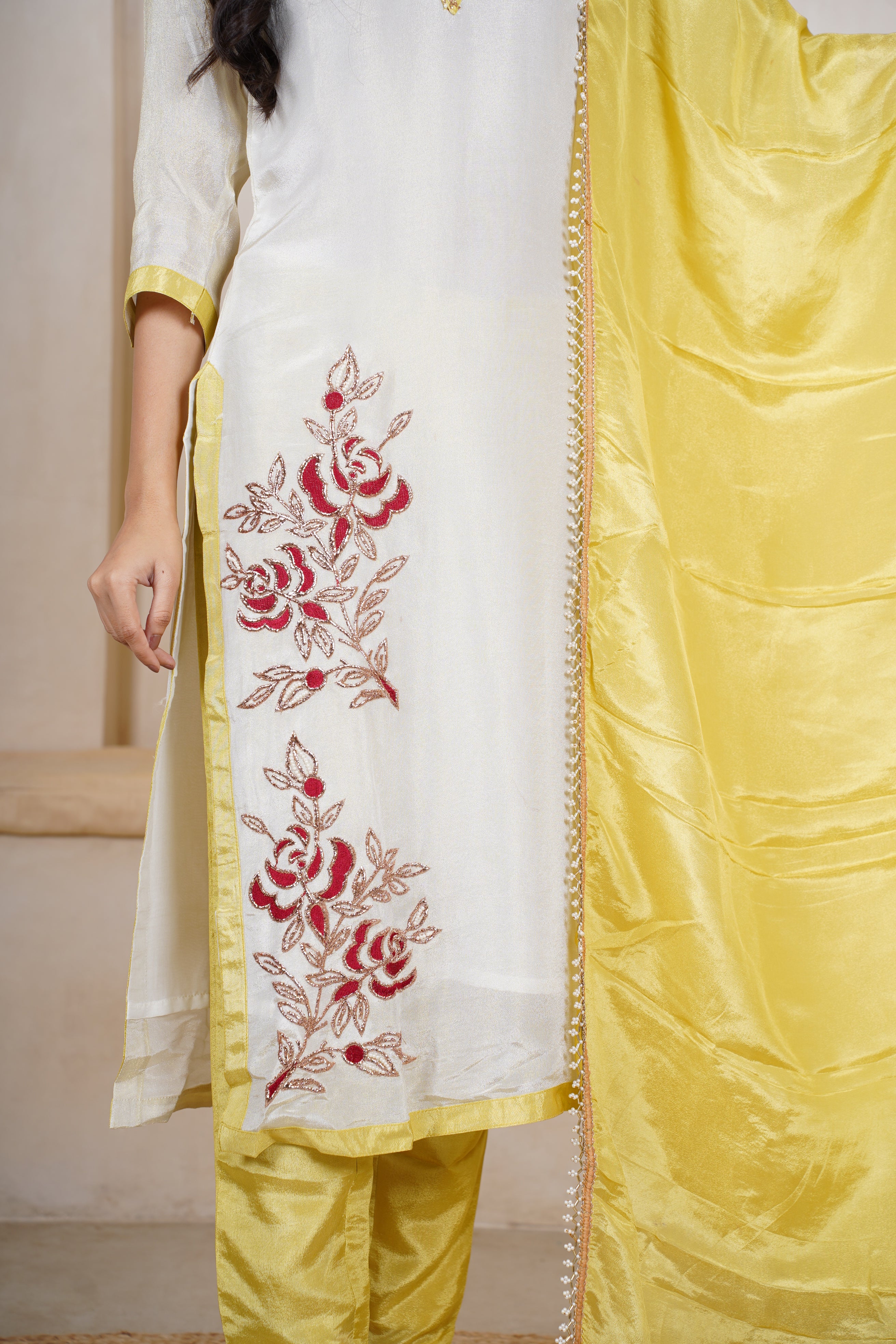 Rukmani shimmer silk kurti set - laaki