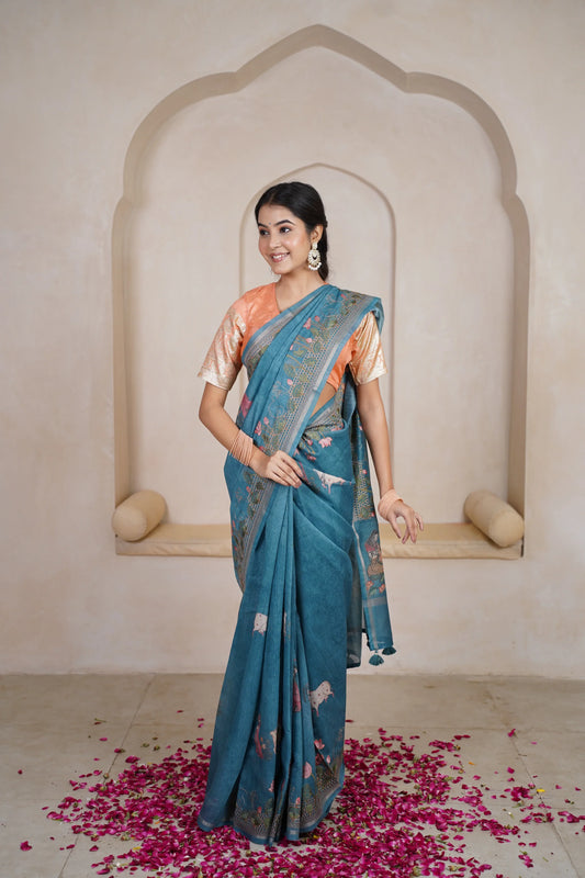 Skandamata chanderi saree - laaki