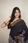 Komali Black Kalamkari Saree