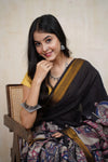 Komali Black Kalamkari Saree