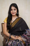 Komali Black Kalamkari Saree